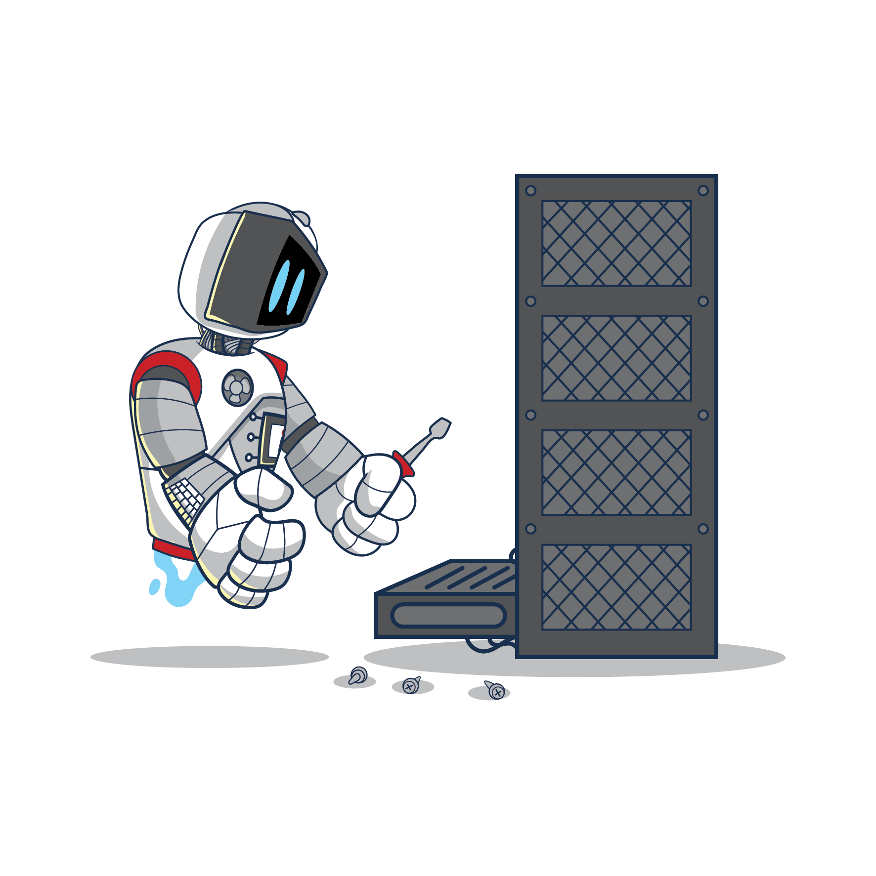 Mascote IP arrumando servidor